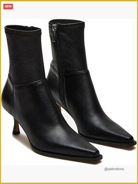 Stiletto High Heel Ankle Boots with Side Zipper - Pointed Toe Short Boots